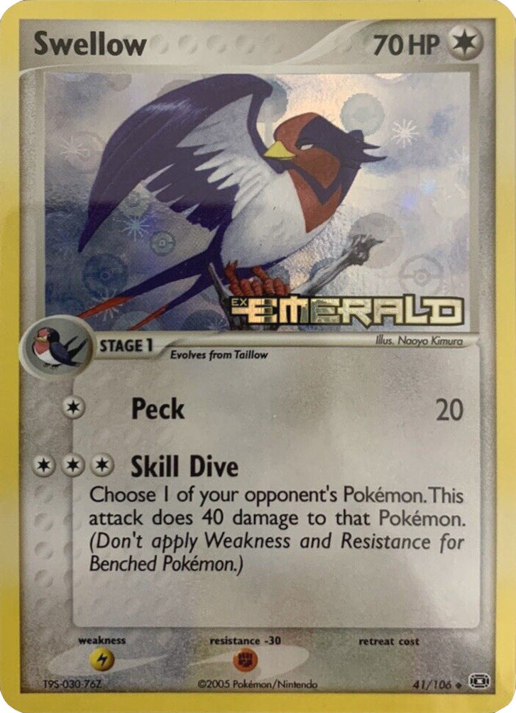 Swellow (41/106) (Stamped) [EX: Emerald] | Game Haven TX