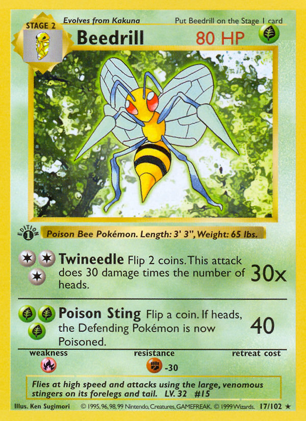 Beedrill (17/102) (Shadowless) [Base Set 1st Edition] | Game Haven TX