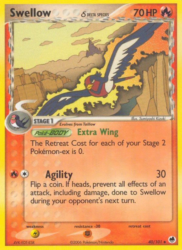 Swellow (40/101) (Delta Species) [EX: Dragon Frontiers] | Game Haven TX