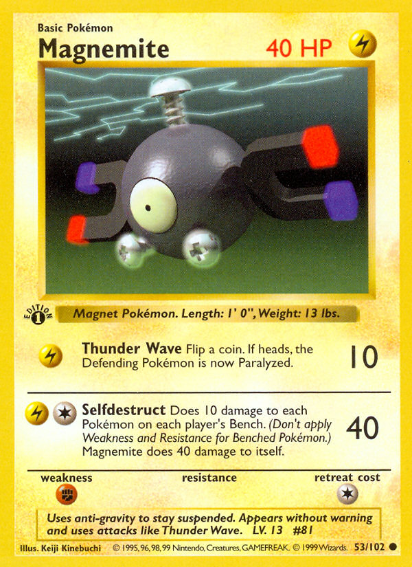 Magnemite (53/102) (Shadowless) [Base Set 1st Edition] | Game Haven TX