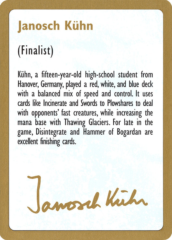 Janosch Kühn Bio [World Championship Decks 1997] | Game Haven TX