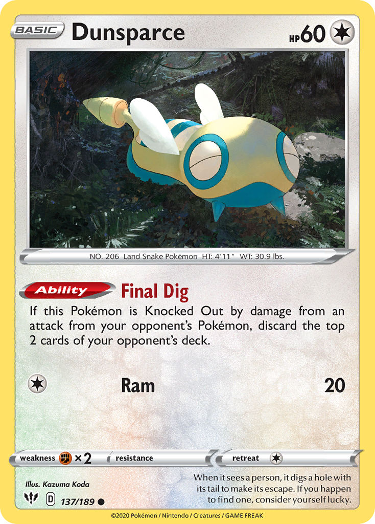 Dunsparce (137/189) [Sword & Shield: Darkness Ablaze] | Game Haven TX