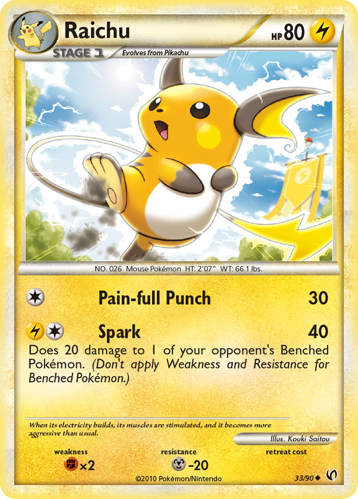 Raichu (33/90) [HeartGold & SoulSilver: Undaunted] | Game Haven TX