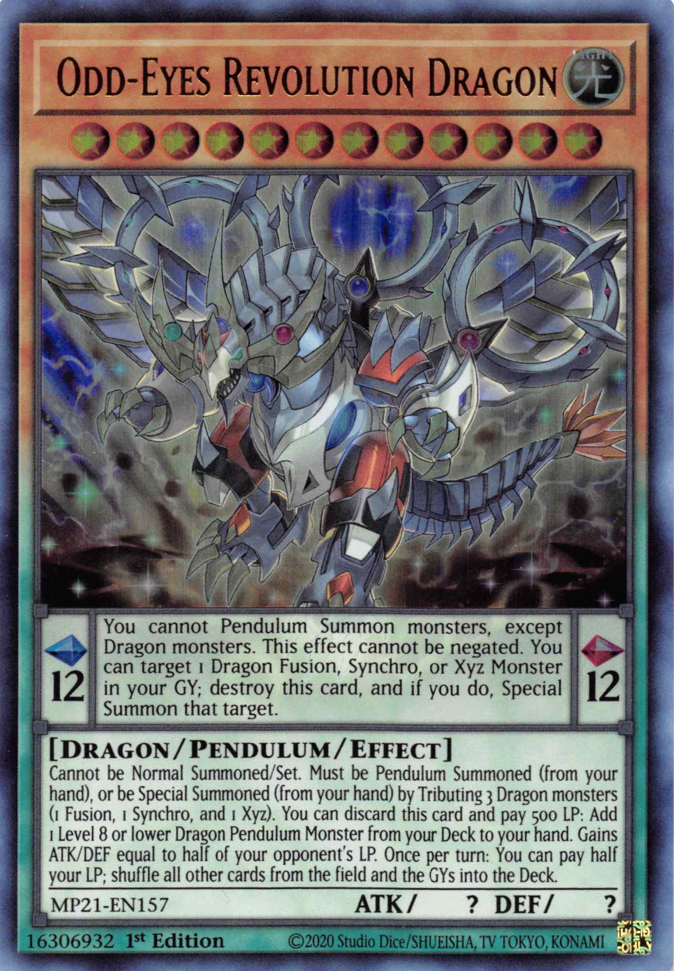 Odd-Eyes Revolution Dragon [MP21-EN157] Ultra Rare | Game Haven TX
