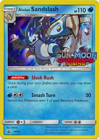 Alolan Sandslash (SM18) (Staff Prerelease Promo) [Sun & Moon: Black Star Promos] | Game Haven TX