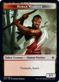 Human Warrior // Food (16) Double-sided Token [Throne of Eldraine Tokens] | Game Haven TX