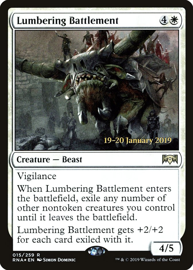 Lumbering Battlement [Ravnica Allegiance Promos] | Game Haven TX