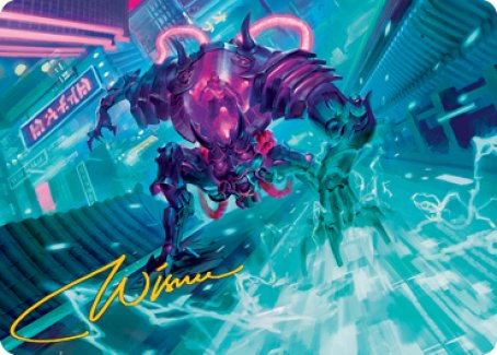 Surgehacker Mech Art Card (Gold-Stamped Signature) [Kamigawa: Neon Dynasty Art Series] | Game Haven TX