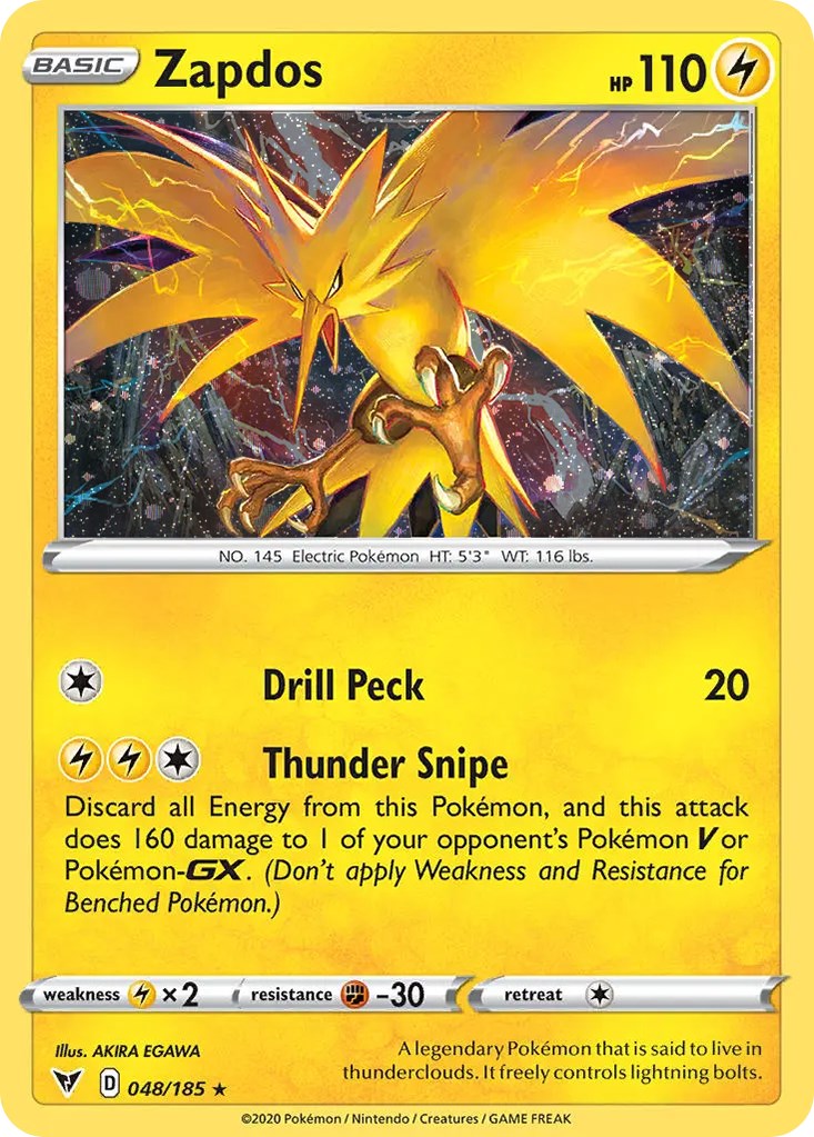 Zapdos (048/185) (Cosmos Holo) [Sword & Shield: Vivid Voltage] | Game Haven TX