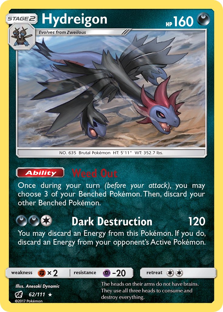 Hydreigon (62/111) (Cracked Ice Holo) (Theme Deck Exclusive) [Sun & Moon: Crimson Invasion] | Game Haven TX