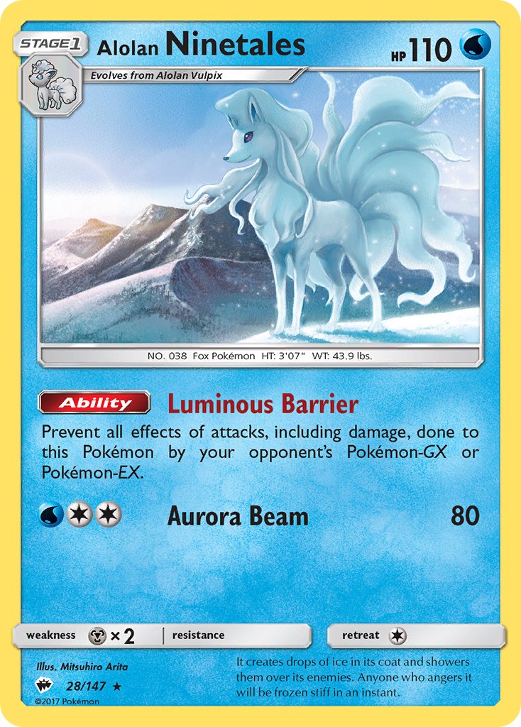 Alolan Ninetales (28/147) (Water Web Holo) (Theme Deck Exclusives) [Sun & Moon: Burning Shadows] | Game Haven TX