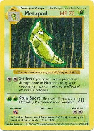 Metapod (54/102) [Base Set Shadowless Unlimited] | Game Haven TX
