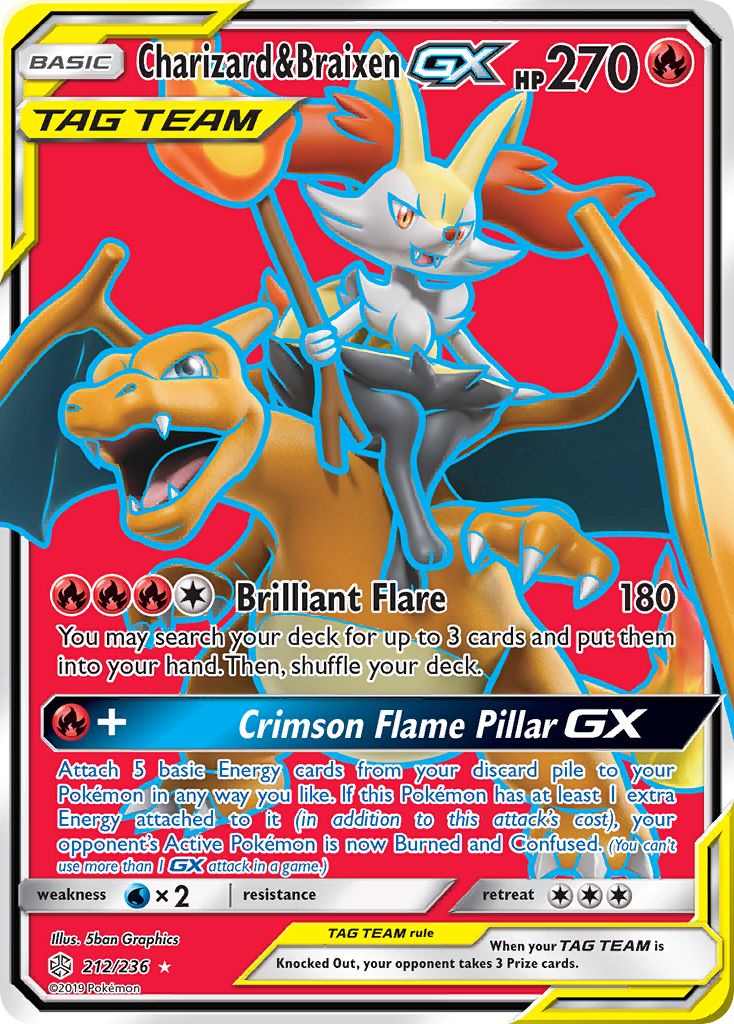 Charizard & Braixen GX (212/236) [Sun & Moon: Cosmic Eclipse] | Game Haven TX