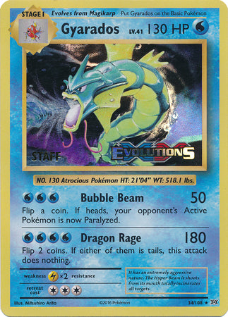 Gyarados (34/108) (XY Evolutions Staff Prerelease) [XY: Black Star Promos] | Game Haven TX