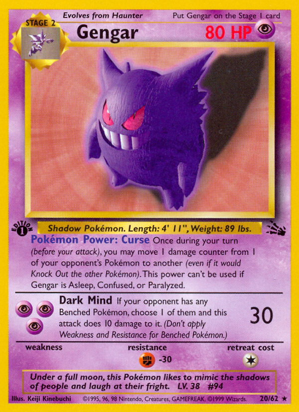 Gengar (20/62) [Fossil 1st Edition] | Game Haven TX
