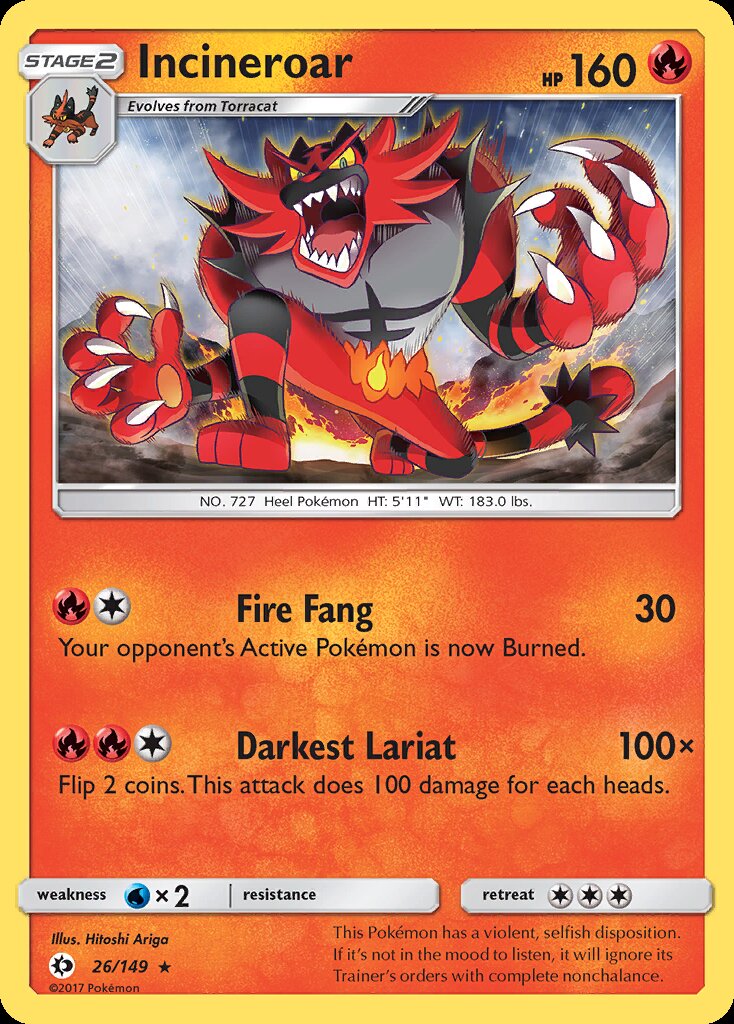 Incineroar (26/149) (Theme Deck Exclusive) [Sun & Moon: Base Set] | Game Haven TX