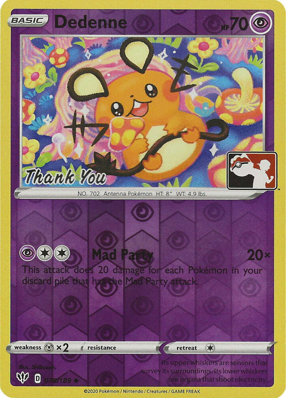 Dedenne (078/189) (Thank You Promo) [Sword & Shield: Darkness Ablaze] | Game Haven TX