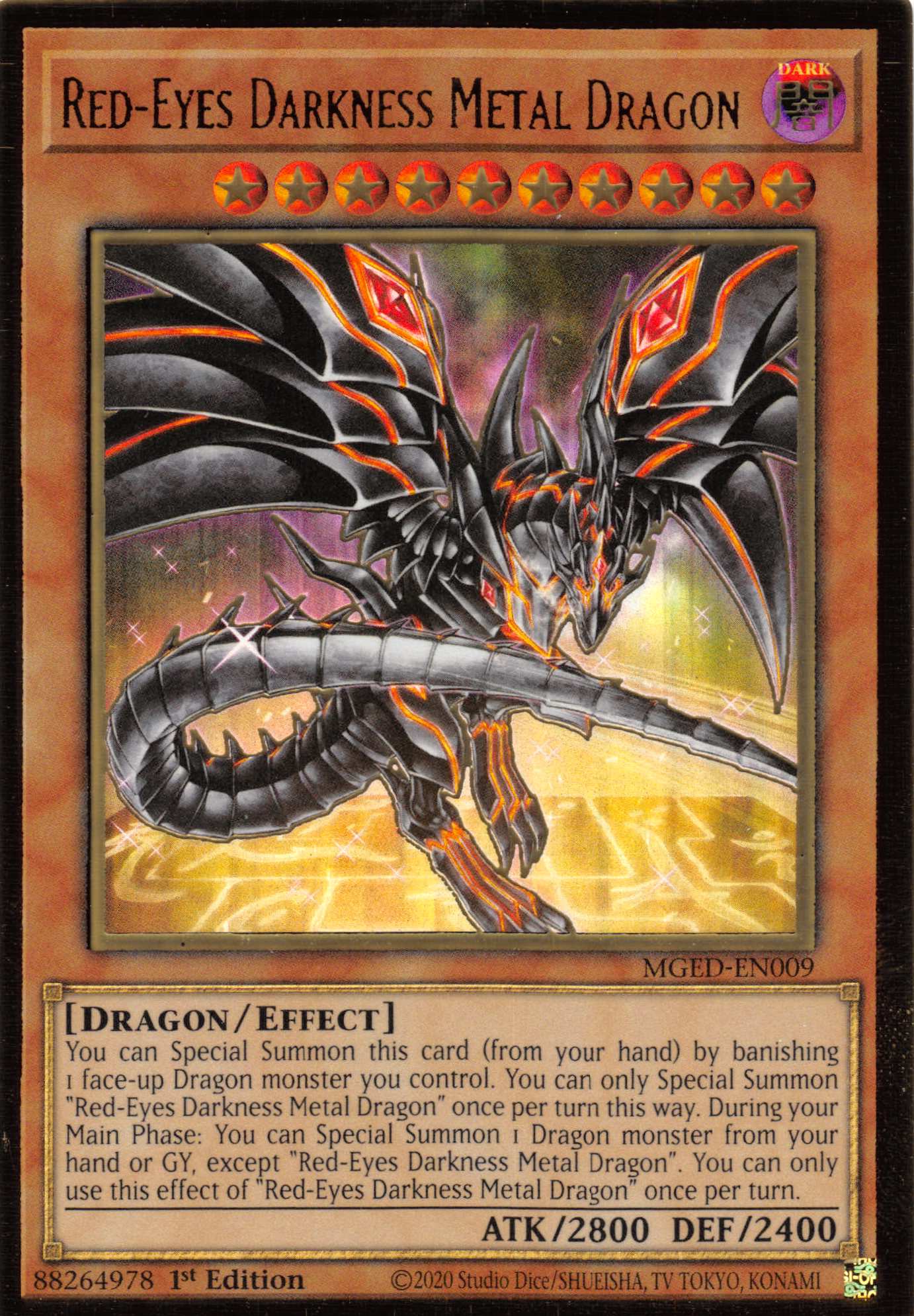 Red-Eyes Darkness Metal Dragon (Alternate Art) [MGED-EN009] Gold Rare | Game Haven TX