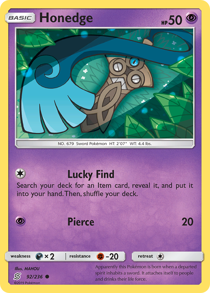 Honedge (92/236) [Sun & Moon: Unified Minds] | Game Haven TX