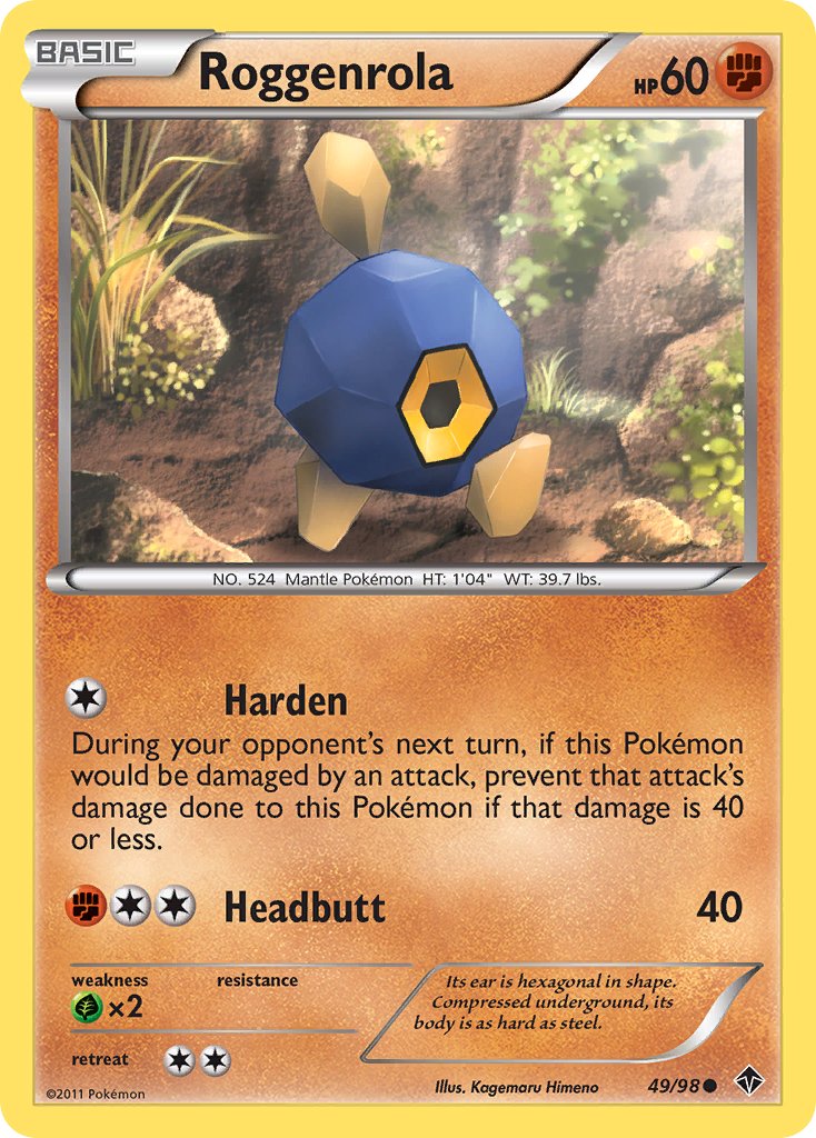 Roggenrola (49/98) (Cracked Ice Holo) (Blister Exclusive) [Black & White: Emerging Powers] | Game Haven TX