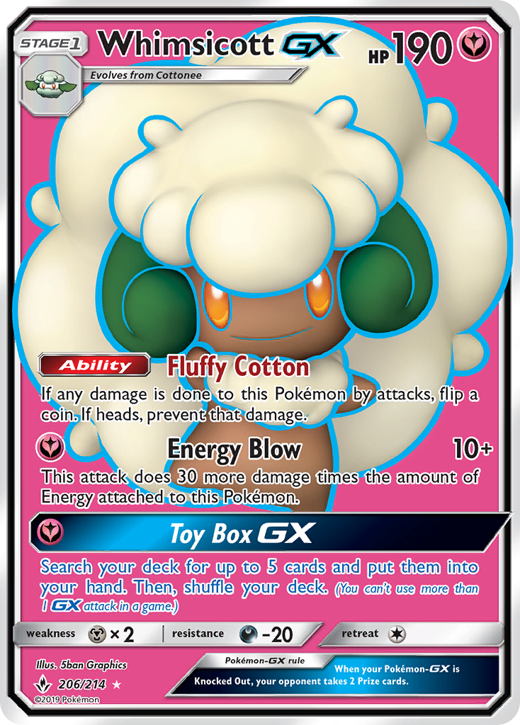Whimsicott GX (206/214) [Sun & Moon: Unbroken Bonds] | Game Haven TX