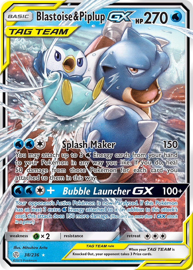 Blastoise & Piplup GX (38/236) [Sun & Moon: Cosmic Eclipse] | Game Haven TX