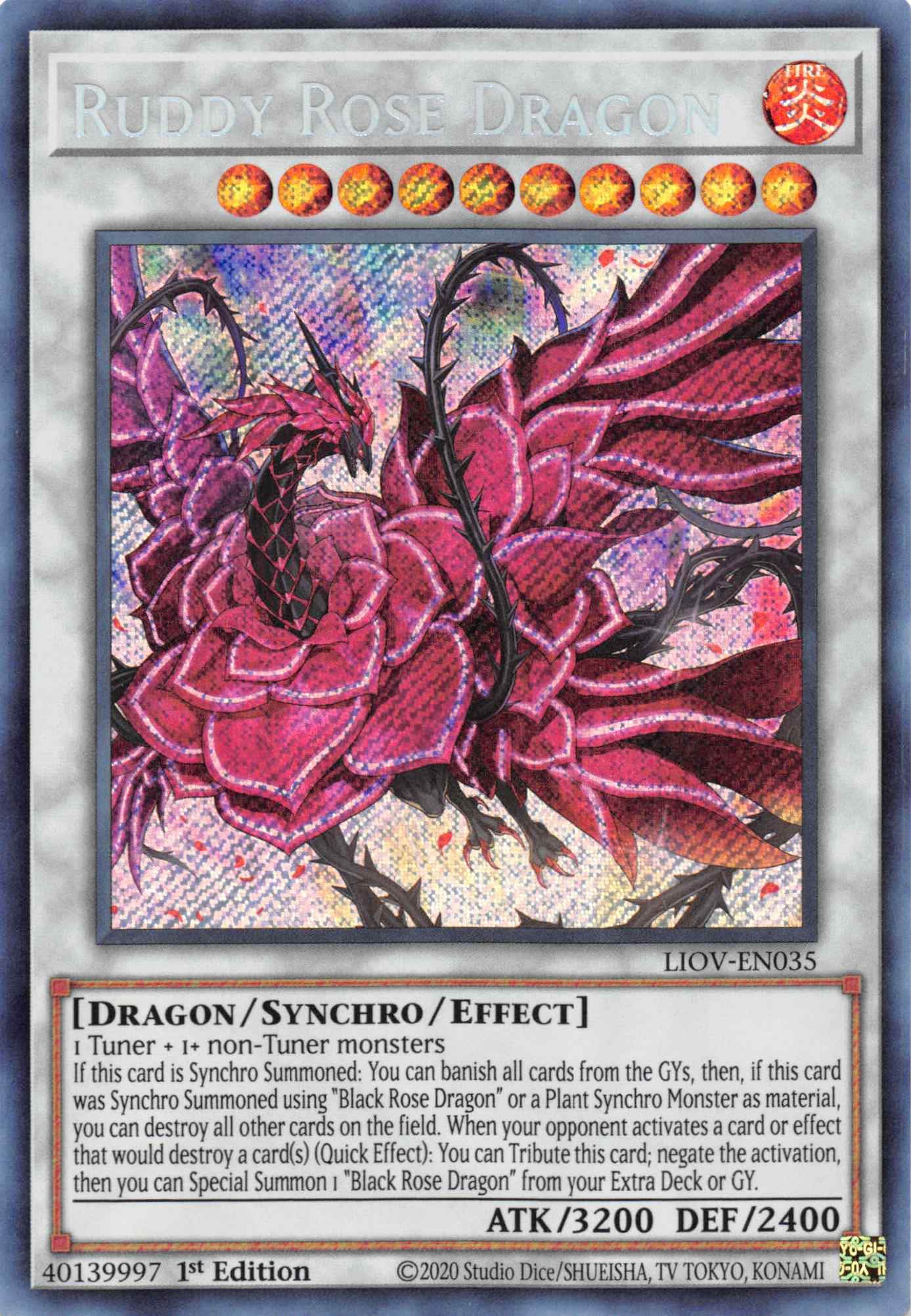 Ruddy Rose Dragon [LIOV-EN035] Secret Rare | Game Haven TX
