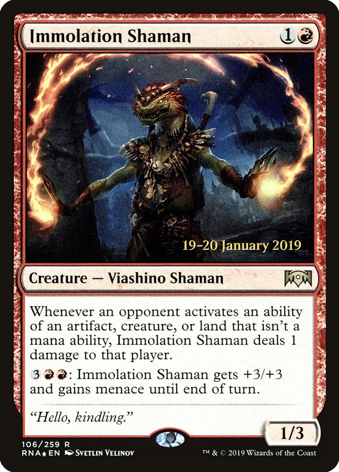 Immolation Shaman [Ravnica Allegiance Promos] | Game Haven TX