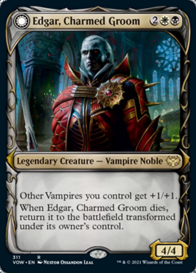 Edgar, Charmed Groom // Edgar Markov's Coffin (Showcase Fang Frame) [Innistrad: Crimson Vow] | Game Haven TX