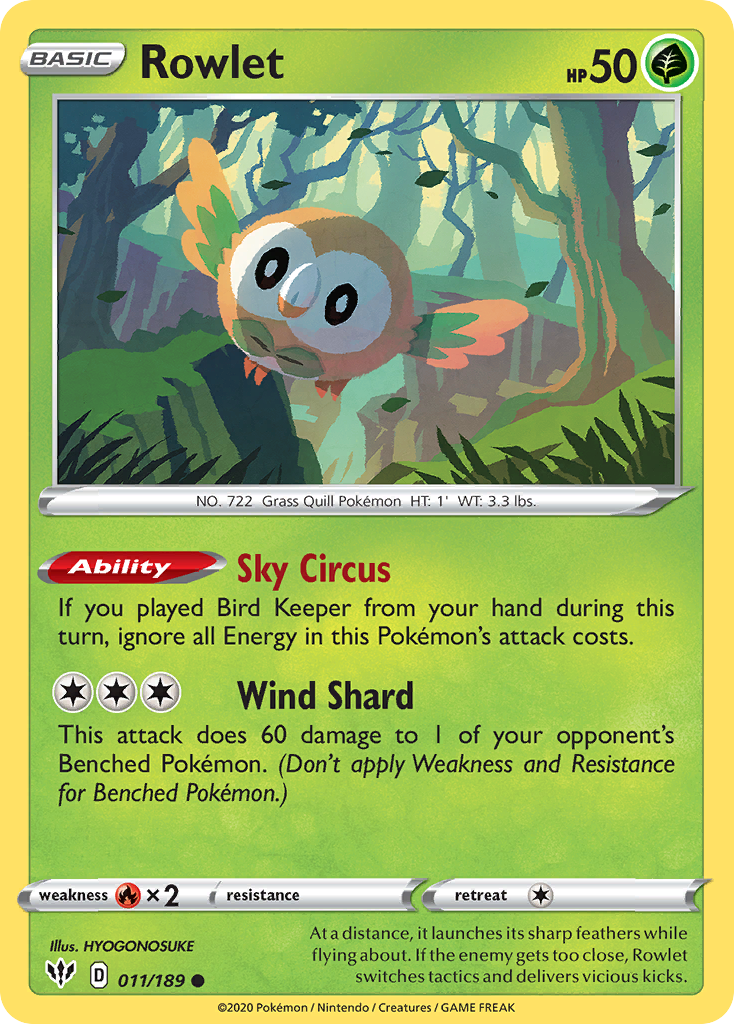 Rowlet (011/189) [Sword & Shield: Darkness Ablaze] | Game Haven TX
