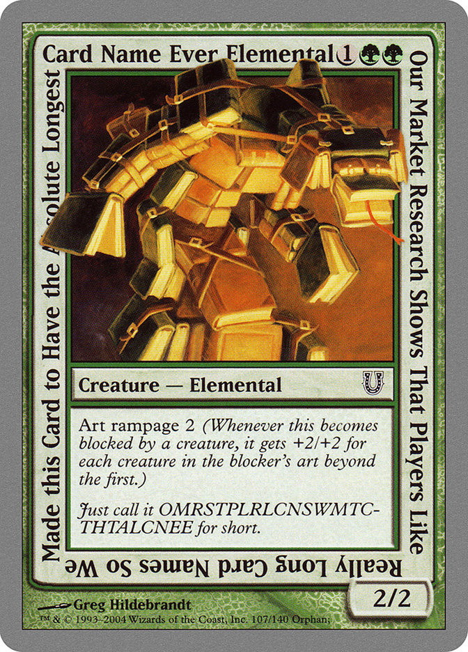 Our Market Research Shows That Players Like Really Long Card Names So We Made this Card to Have the Absolute Longest Card Name Ever Elemental [Unhinged] | Game Haven TX