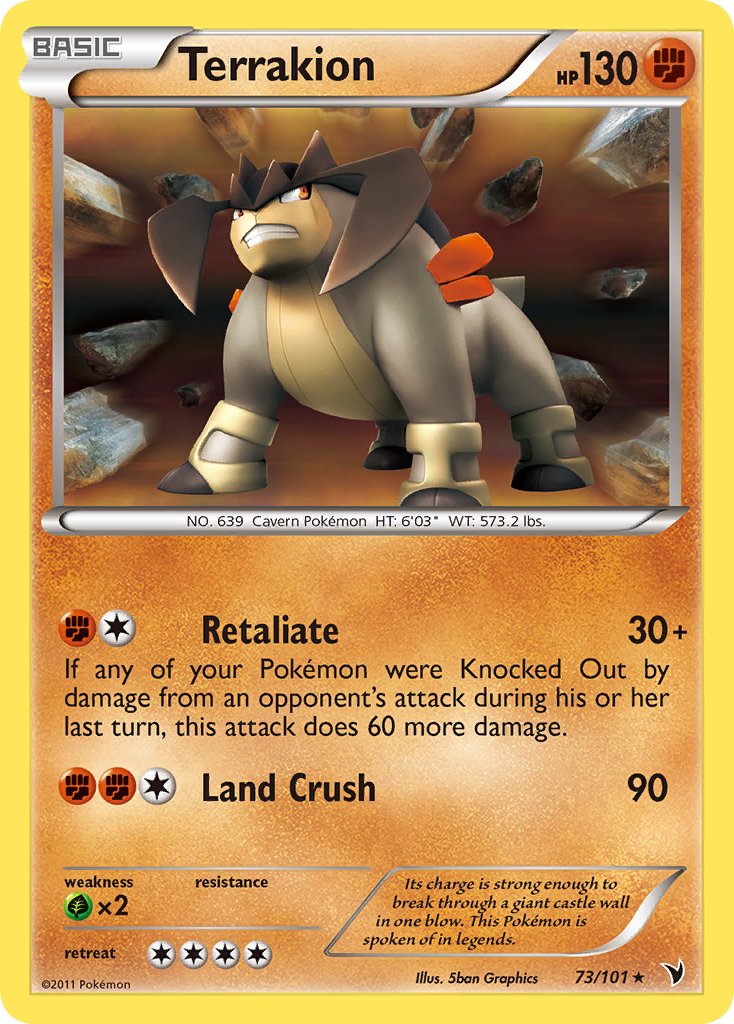 Terrakion (73/101) (Cosmos Holo) (Blister Exclusive) [Black & White: Noble Victories] | Game Haven TX