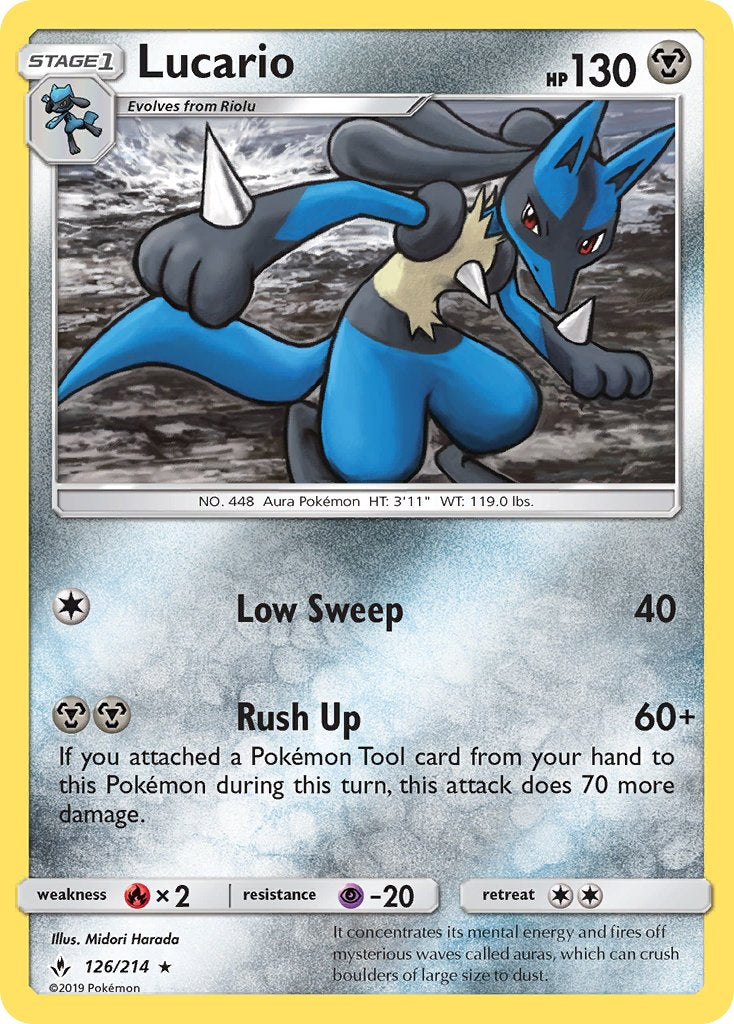 Lucario (126/214) (Theme Deck Exclusive) [Sun & Moon: Unbroken Bonds] | Game Haven TX