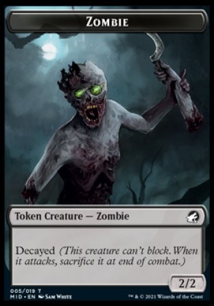 Zombie (005) // Elemental Double-sided Token [Innistrad: Midnight Hunt Tokens] | Game Haven TX