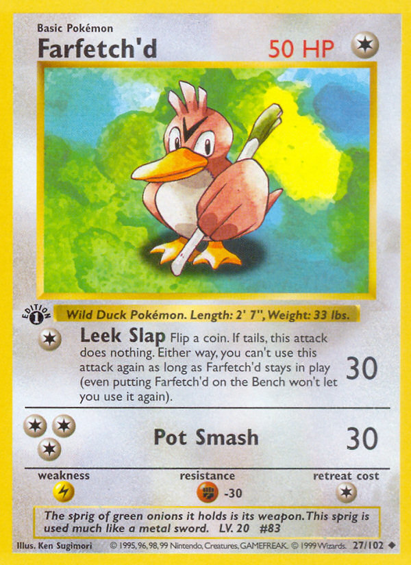 Farfetch'd (27/102) (Shadowless) [Base Set 1st Edition] | Game Haven TX