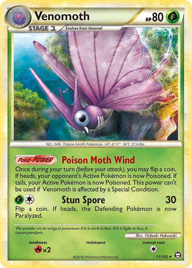 Venomoth (11/102) (Theme Deck Exclusive) [HeartGold & SoulSilver: Triumphant] | Game Haven TX