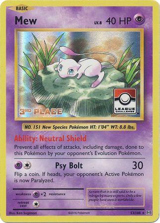 Mew (53/108) (League Promo 3rd Place) [XY: Evolutions] | Game Haven TX