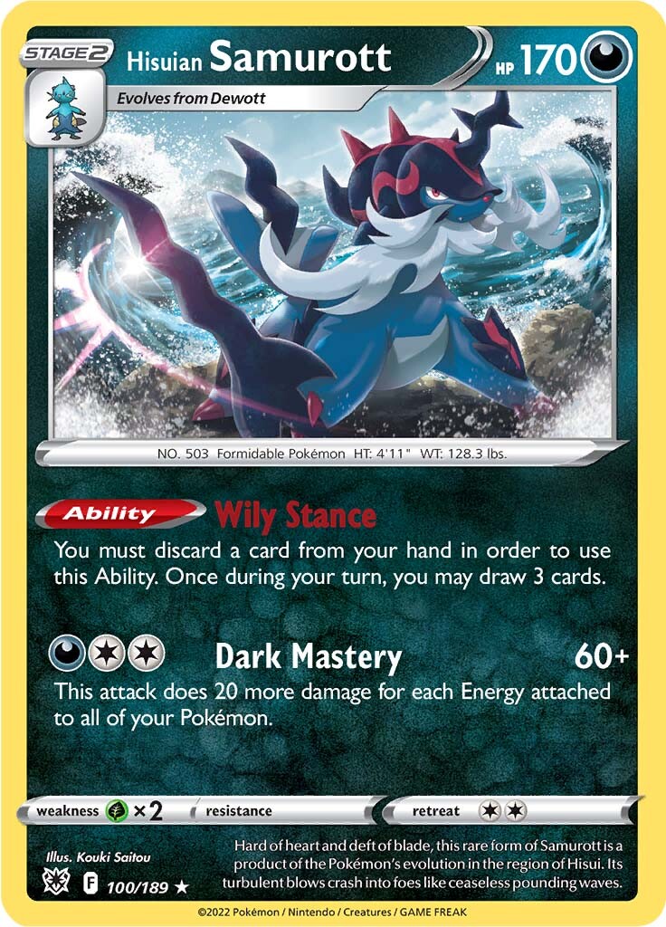 Hisuian Samurott (100/189) (Theme Deck Exclusive) [Sword & Shield: Astral Radiance] | Game Haven TX