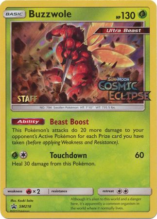 Buzzwole (SM218) (Staff Prerelease Promo) [Sun & Moon: Black Star Promos] | Game Haven TX