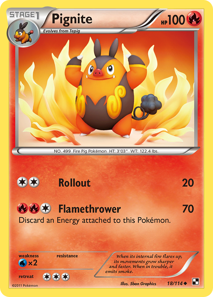 Pignite (18/114) [Black & White: Base Set] | Game Haven TX
