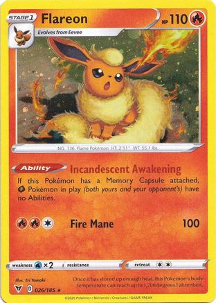 Flareon (026/185) (Cosmos Holo) [Sword & Shield: Vivid Voltage] | Game Haven TX
