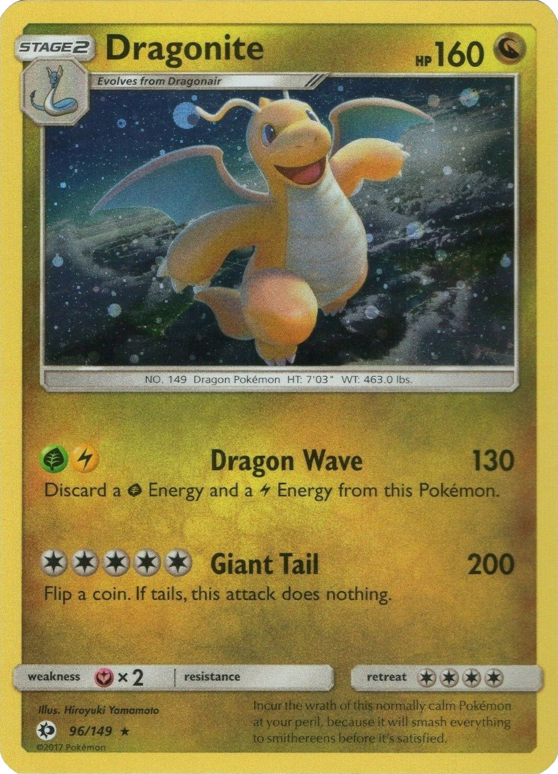 Dragonite (96/149) (Cosmos Holo) [Sun & Moon: Base Set] | Game Haven TX