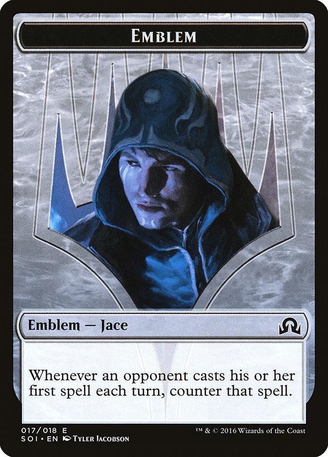 Jace, Unraveler of Secrets Emblem [Shadows over Innistrad Tokens] | Game Haven TX