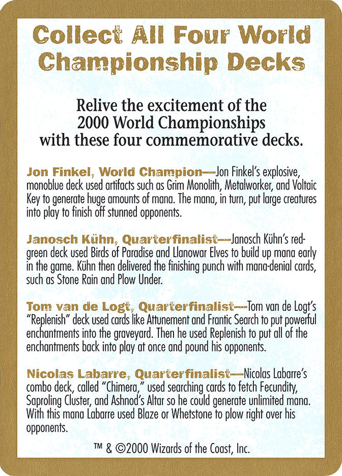 2000 World Championships Ad [World Championship Decks 2000] | Game Haven TX