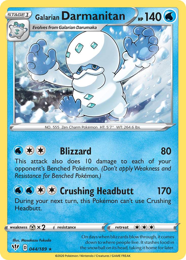 Galarian Darmanitan (044/189) (Cracked Ice Holo) (Theme Deck Exclusive) [Sword & Shield: Darkness Ablaze] | Game Haven TX
