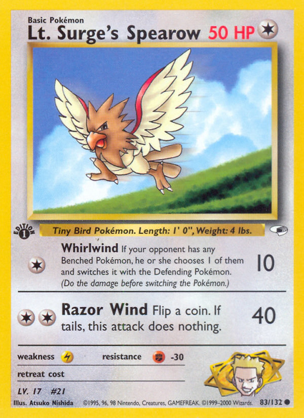 Lt. Surge's Spearow (83/132) [Gym Heroes 1st Edition] | Game Haven TX