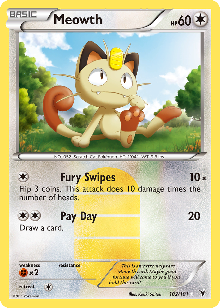 Meowth (102/101) [Black & White: Noble Victories] | Game Haven TX