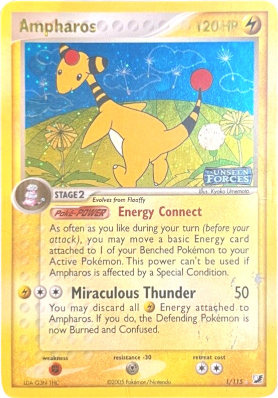 Ampharos (1/115) (Stamped) [EX: Unseen Forces] | Game Haven TX