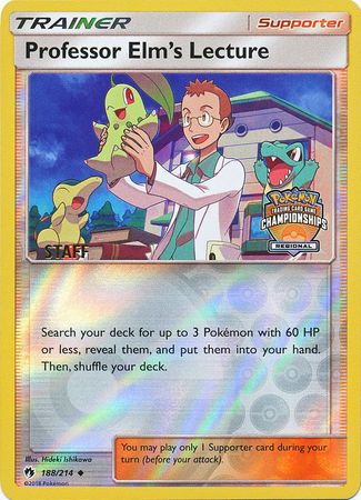 Professor Elm's Lecture (188/214) (Regional Championship Promo Staff) [Sun & Moon: Lost Thunder] | Game Haven TX