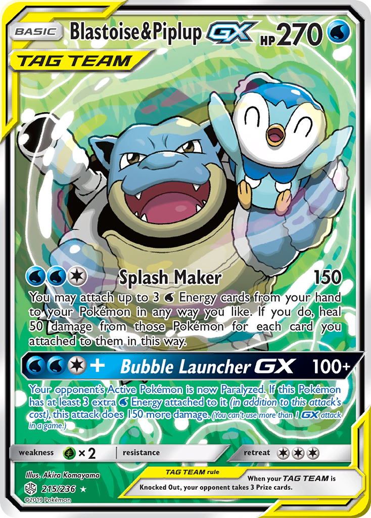 Blastoise & Piplup GX (215/236) [Sun & Moon: Cosmic Eclipse] | Game Haven TX